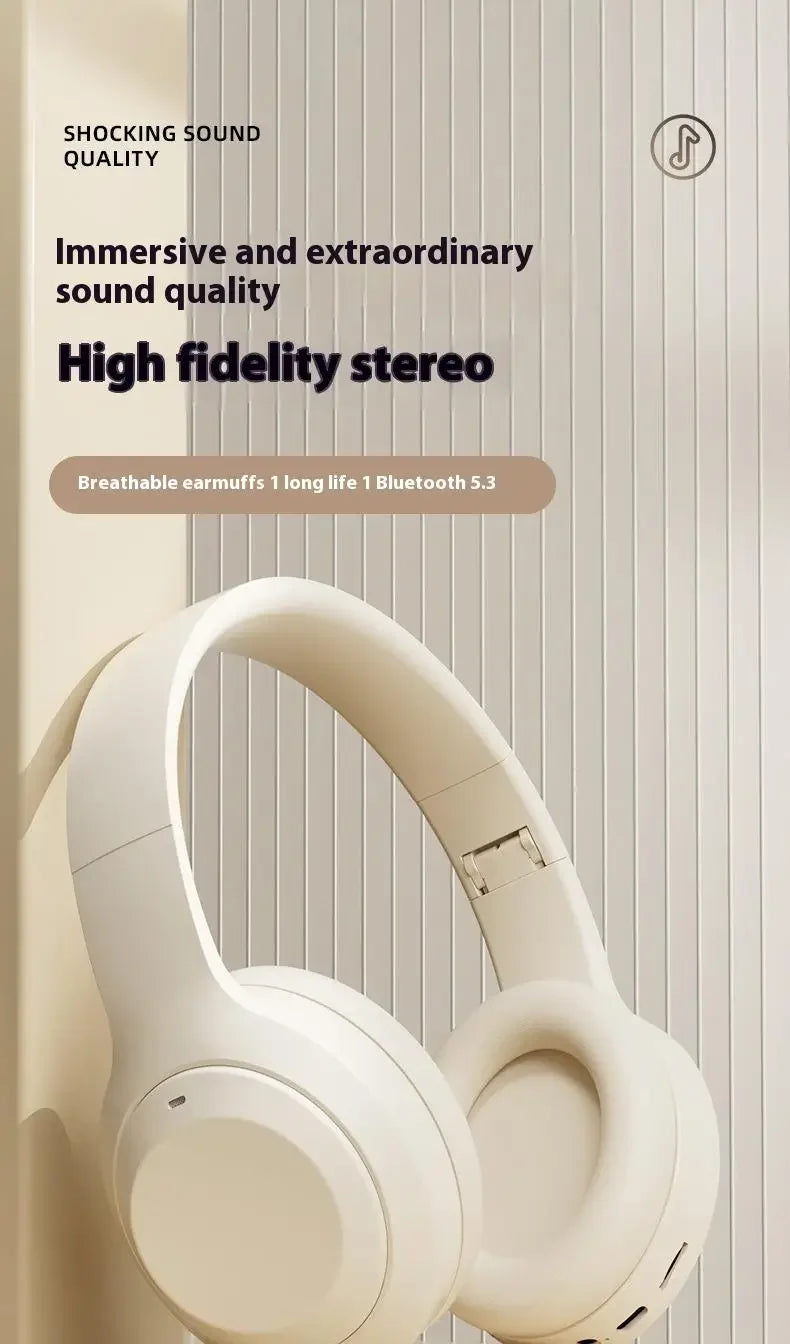 Casque stéréo Hi-Fi circum-aural M5 sans fil Bluetooth 5.3, idéal pour le sport et les jeux vidéo. Compatible avec carte TF/AUX et réduction du bruit.