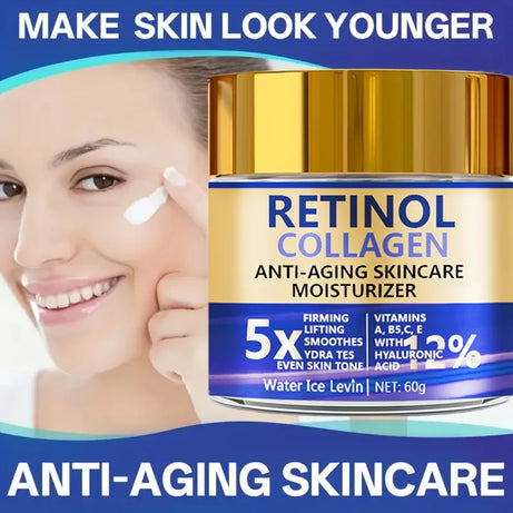 Crème visage au rétinol et collagène 60 g, soin hydratant raffermissant anti-âge à l'acide hyaluronique, livraison rapide