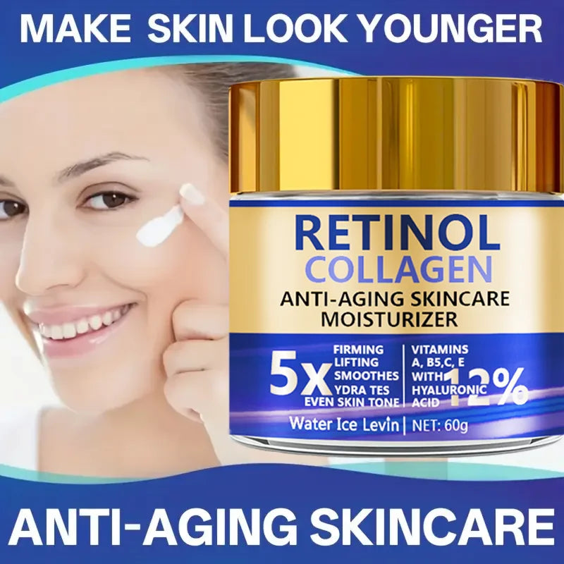 Crème visage au rétinol et collagène 60 g, soin hydratant raffermissant anti-âge à l'acide hyaluronique, livraison rapide
