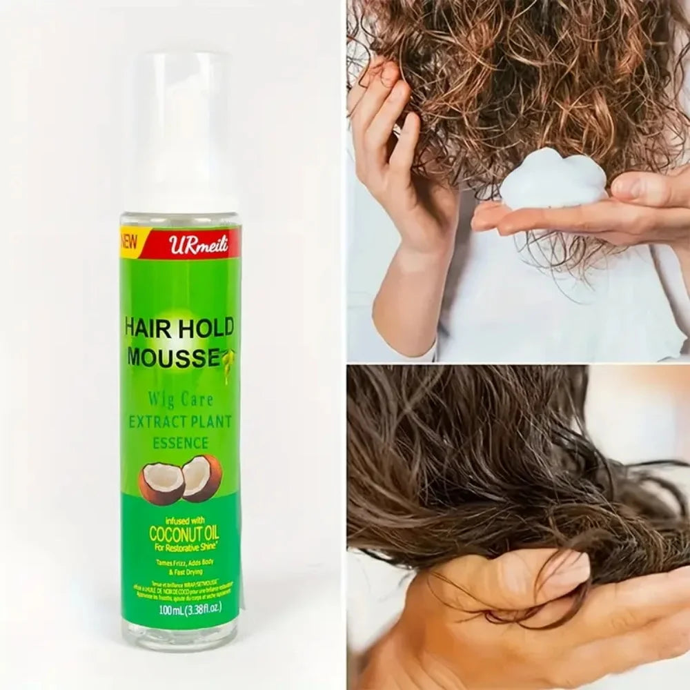 Mousse coiffante à l'huile d'olive pour cheveux bouclés (2025) - Forte tenue - Anti-frisottis - Convient aux femmes et aux hommes