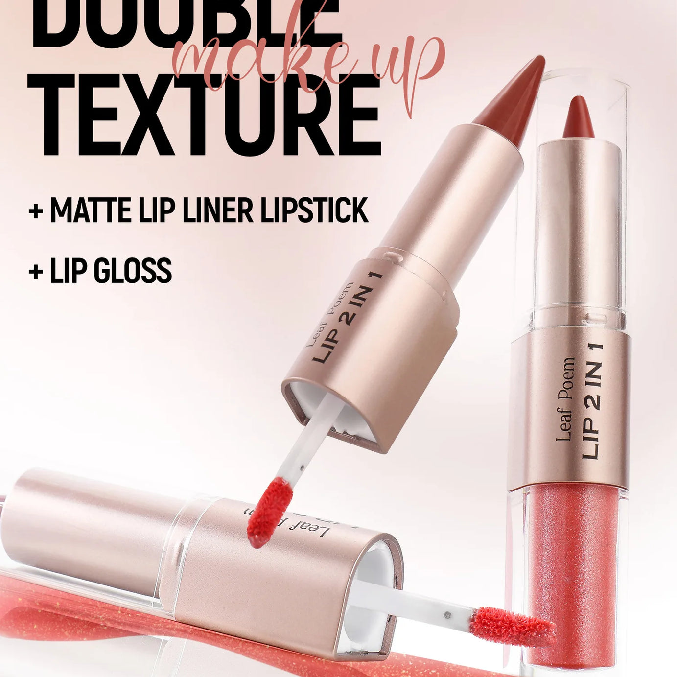 Crayon contour des lèvres noir et marron effilé, double embout miroir, effet repulpant, gloss cristal, maquillage pour des lèvres rouges sexy