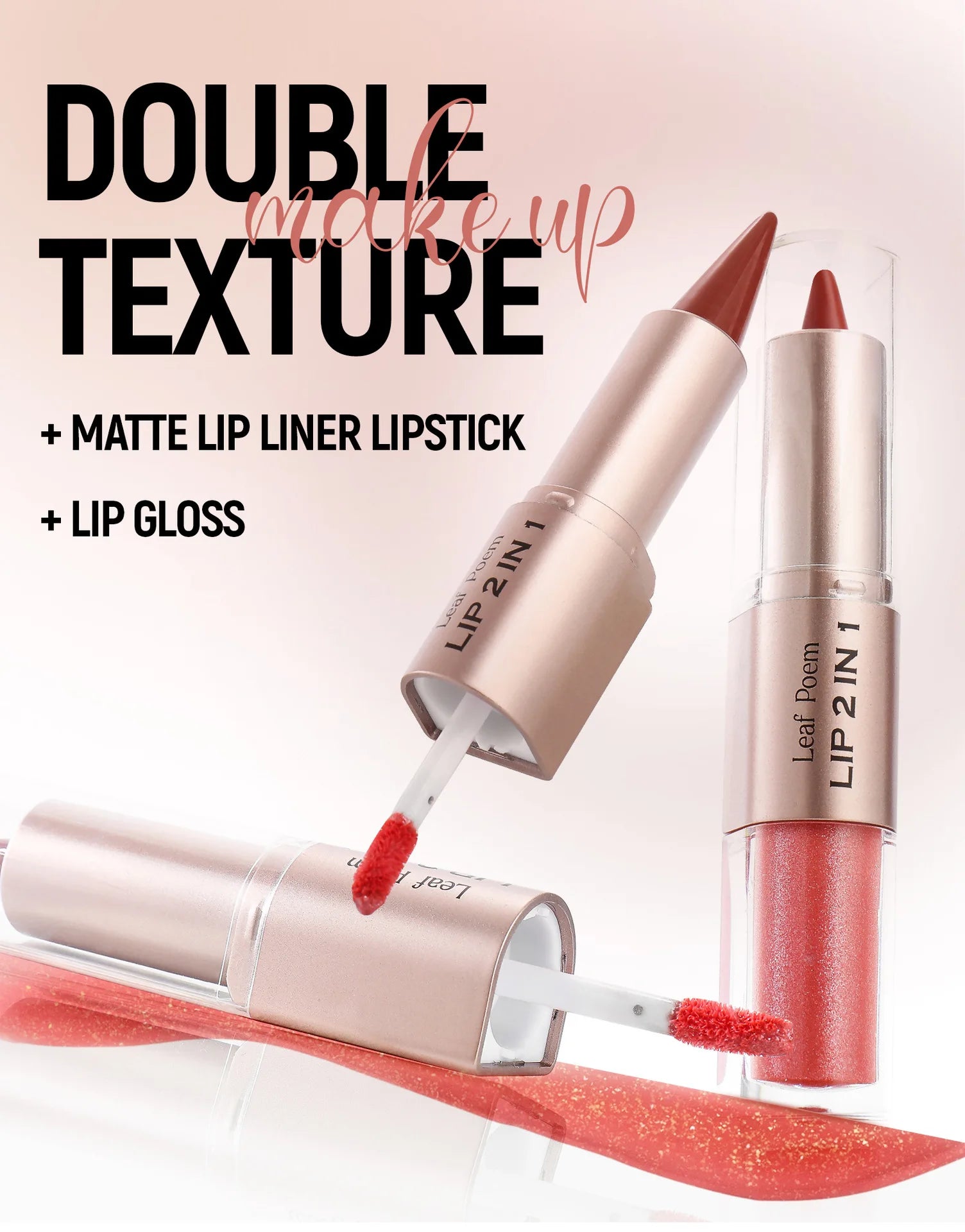 Crayon contour des lèvres noir et marron effilé, double embout miroir, effet repulpant, gloss cristal, maquillage pour des lèvres rouges sexy