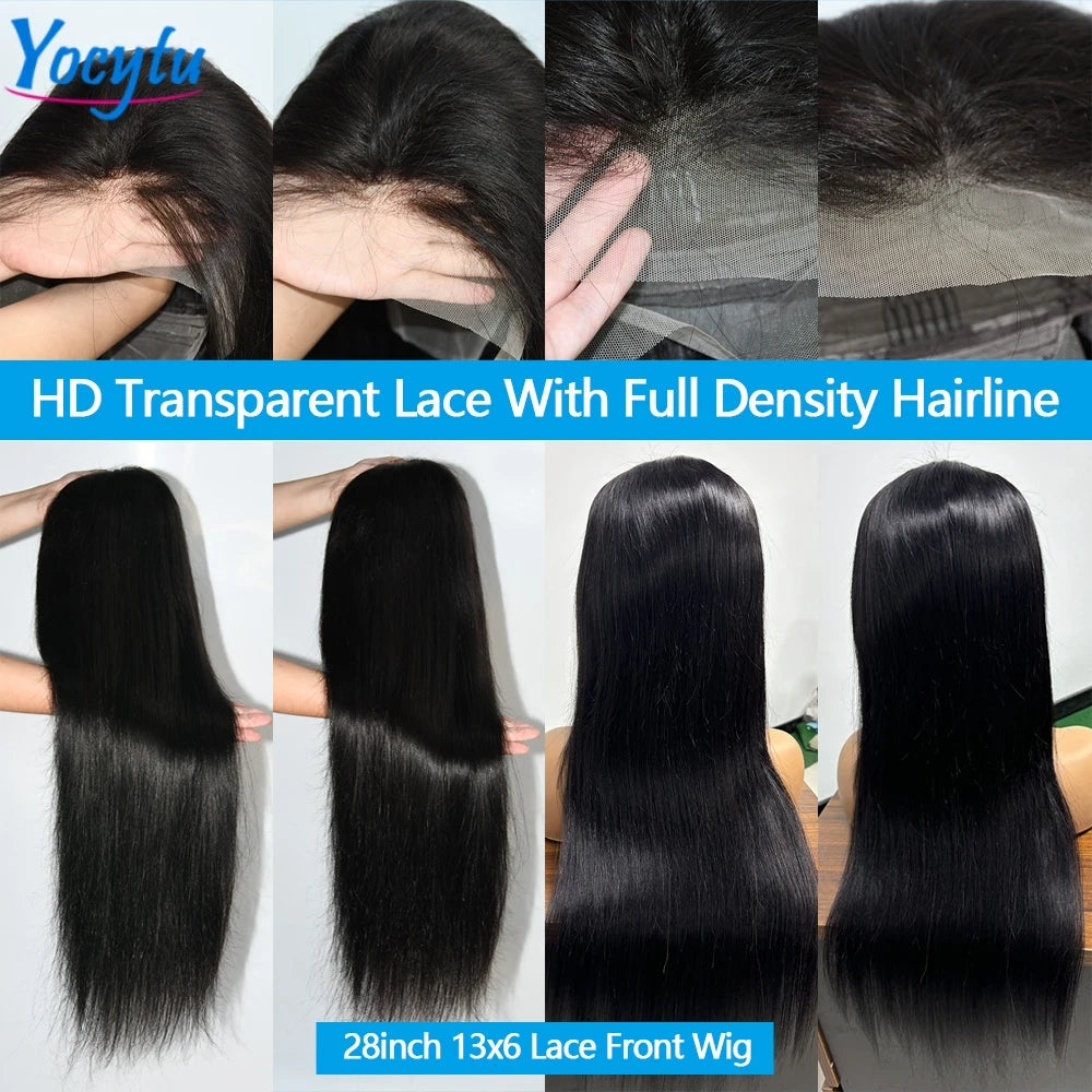 Perruque Lace Front 28/30 pouces en cheveux humains YOCYTU HD, perruque Lace Front 13x6 en cheveux humains péruviens, livraison en 3 jours en France