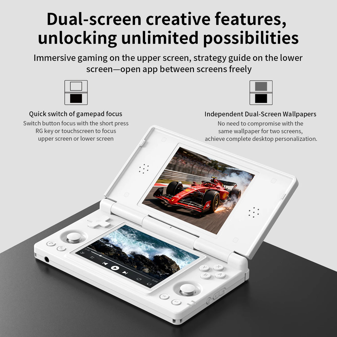 Console de jeux portable Anbernic RG DS, double écran IPS 4 pouces, Android, batterie 4000 mAh, lecteur de jeux vidéo à clapet, compatible avec le streaming Wi-Fi RixelHK