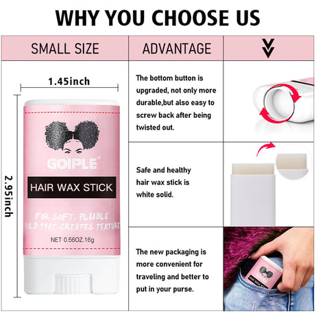 Spray fondant à séchage rapide, imperméable et puissant, dissolvant pour colle à perruque, cire lissante en bâtonnet, gel ou outil pour contrôler les frisottis et la ligne des cheveux.