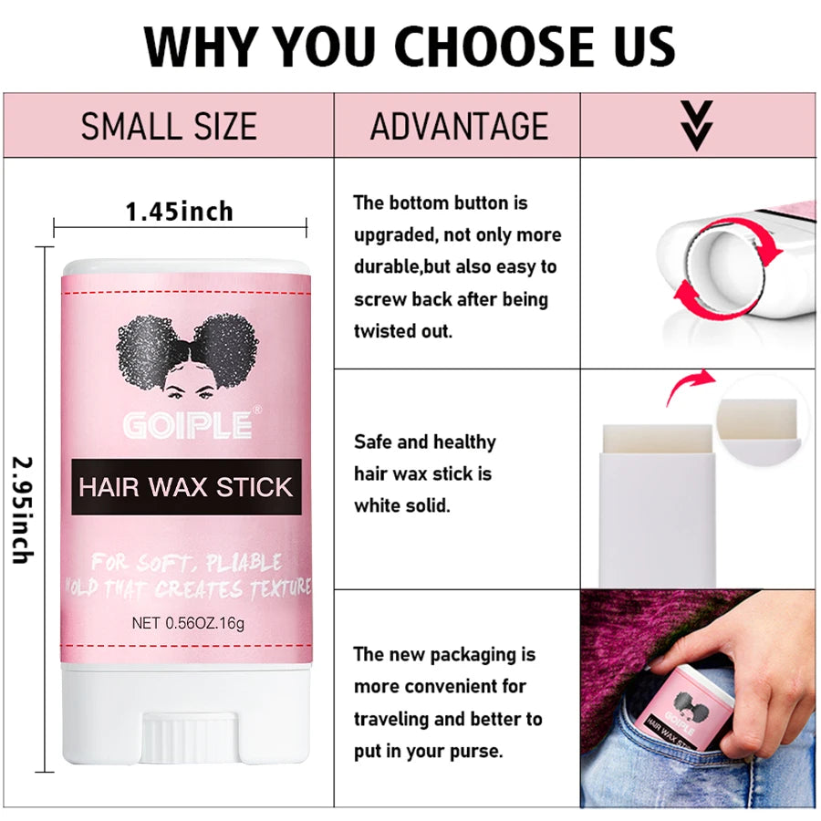 Spray fondant à séchage rapide, imperméable et puissant, dissolvant pour colle à perruque, cire lissante en bâtonnet, gel ou outil pour contrôler les frisottis et la ligne des cheveux.