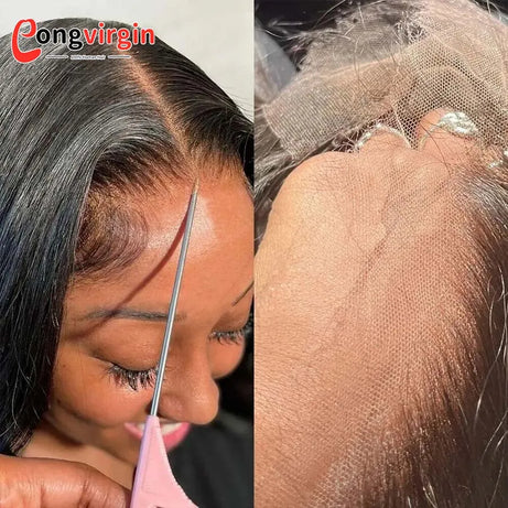 Perruque 5x5 sans colle, cheveux humains, prête à porter, dentelle prédécoupée, perruque lisse à lace front pour femmes