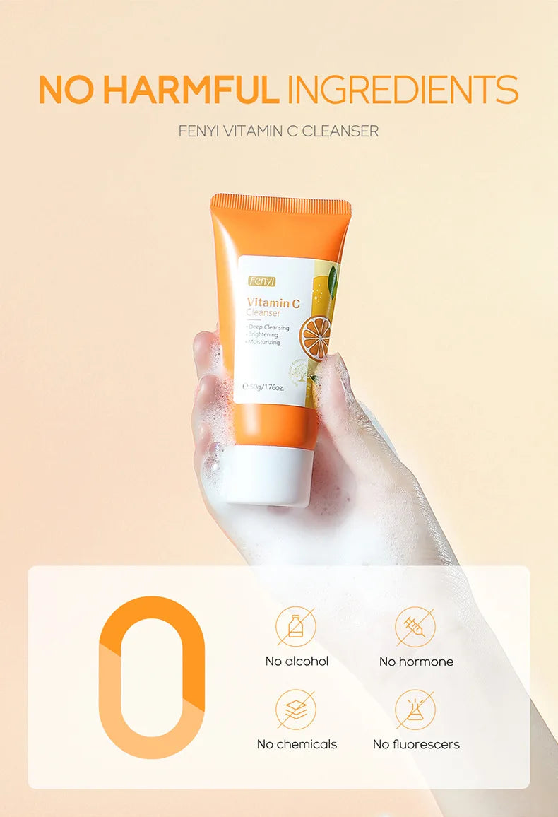 Nettoyant visage à la vitamine C, nettoyant en profondeur, hydratant, éliminateur de points noirs, soin du visage, mousse nettoyante, soin de la peau