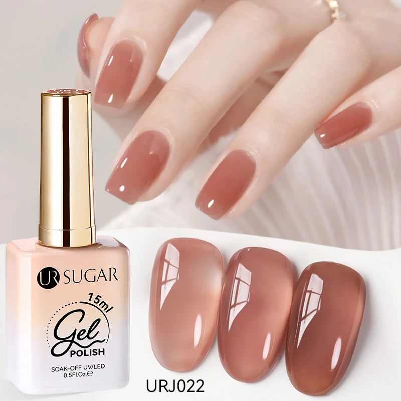 Vernis gel semi-permanent UR SUGAR 15 ml, couleur blanc laiteux translucide, effet gelée, UV, semi-permanent, pour nail art, à dissoudre. Dernière tendance.