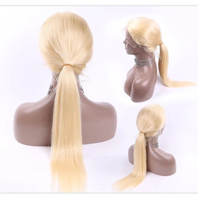 13x4 13x6 360 HD Transparent 613 Honey Blonde Color Lace Front Human Hair Wigs for Women Raw Brazilian Straight Lace Frontal Wig