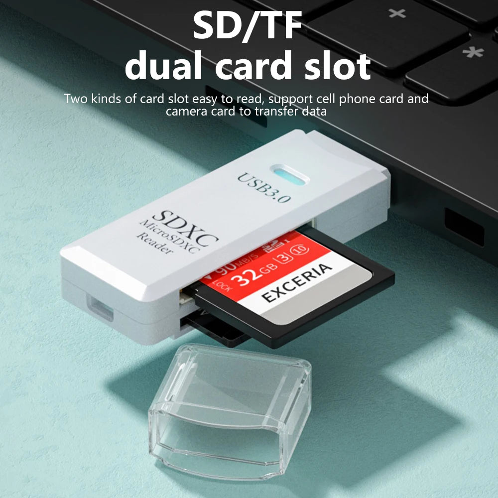 Lecteur de cartes USB 3.0 2 en 1, lecteur de cartes micro TF/SD, adaptateur USB, lecteur de cartes haute vitesse pour cartes mémoire TF, accessoires pour PC et ordinateur portable