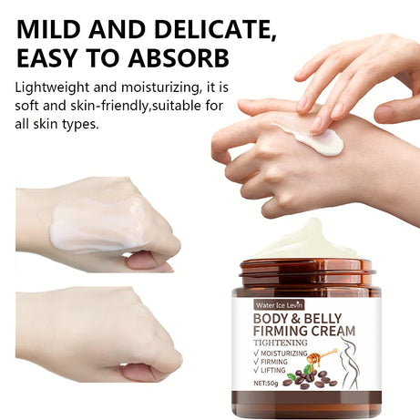 Crème raffermissante ventre plat - 60 g, extraits de plantes, hydratation intense, sans alcool, convient à tous les types de peau, sans épices, améliore l'élasticité de la peau.