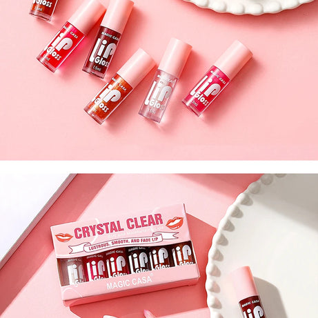 MAGIC CASA Lot de 6 flacons de gel hydratant pour les lèvres, longue tenue, pour des lèvres lisses et brillantes.