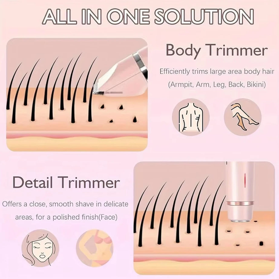 Épilateur corporel pour femme, rasoir électrique pour le visage, la moustache, les jambes, le corps, les aisselles et le maillot. Tondeuse électrique pour le corps et le visage.