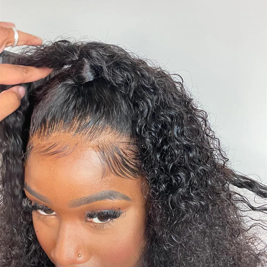 Perruques bouclées au carré, cheveux humains brésiliens, 13x4 Deep Water Wave, perruques frontales en dentelle 5x1 et 13x1 avec raie en T, pour femmes, pré-épilées à 200 %.