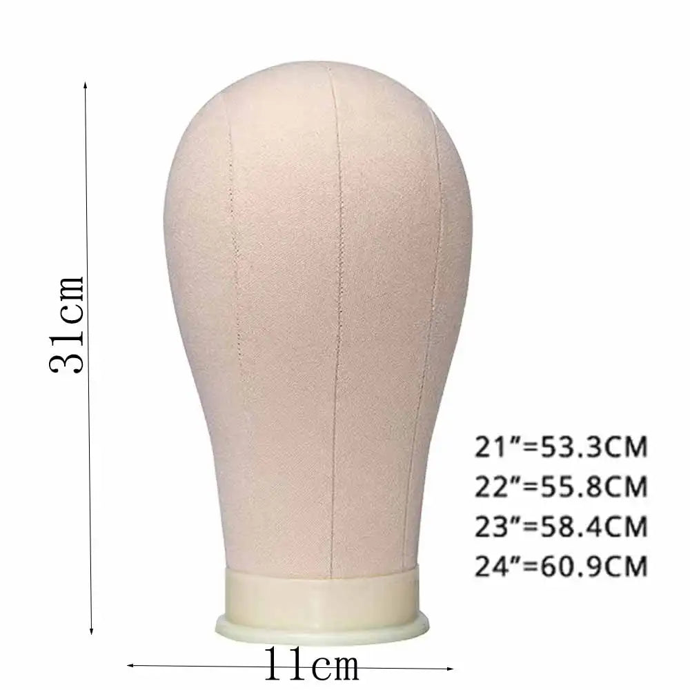 Tête de mannequin pour perruque de 53 à 58 cm (21 à 23 pouces) avec support, tête en toile pour la confection et la présentation de perruques, avec épingles.