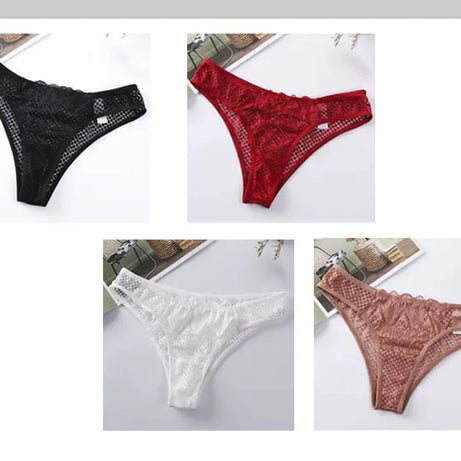 TERMEZY Culotte en dentelle sexy pour femme, taille basse, sous-vêtement transparent, string uni, lingerie douce et séduisante