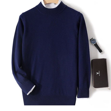 Pull 100 % laine mérinos pour femme, grande taille jusqu'à 5XL, col demi-lune, maille ample, manches longues, finitions cachemire.