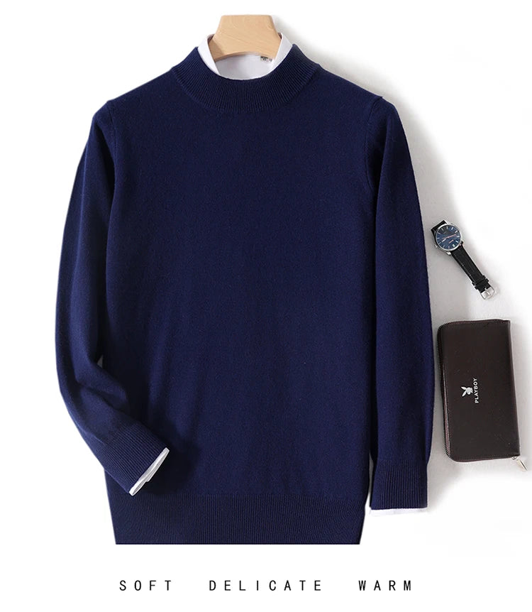 Pull 100 % laine mérinos pour femme, grande taille jusqu'à 5XL, col demi-lune, maille ample, manches longues, finitions cachemire.