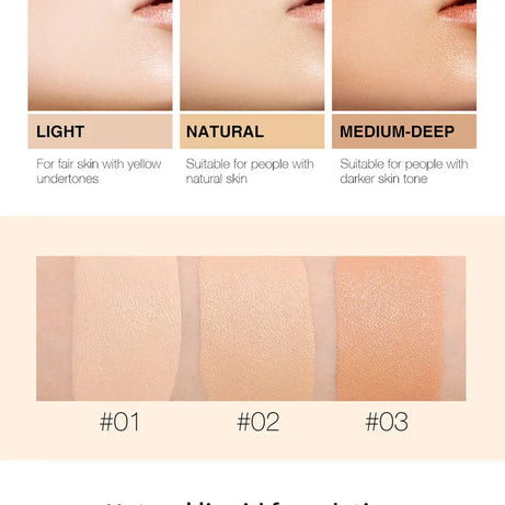 Le fond de teint liquide camoufle naturellement les imperfections sans effet poudre, crème visage simple, fond de teint transparent, masque les imperfections.