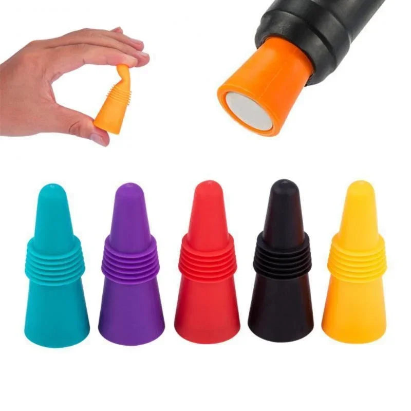 Lot de 1 bouchon en silicone pour bouteilles de vin et autres boissons, étanche, réutilisable.