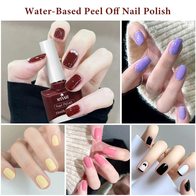 15ml Water-Based Nail Polish 40 Colors Long Lasting Quick Drying No Need of Lamp to Cure Nail Supplies Vernis for Nails Manicure