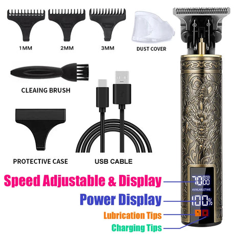 Tondeuse à cheveux professionnelle, machine de coupe de cheveux de barbier rechargeable, tondeuse en métal pour hommes