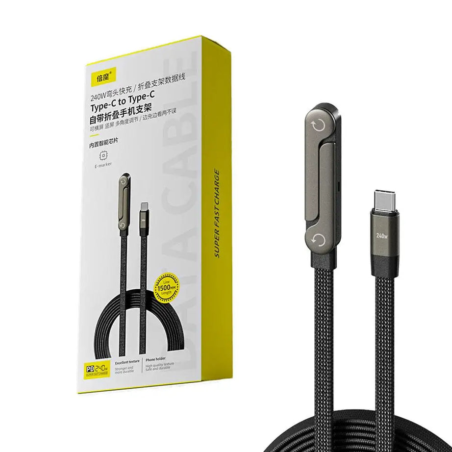 Support de téléphone portable pliable à charge rapide 240 W, câble de données, réglage multi-angle, charge continue.