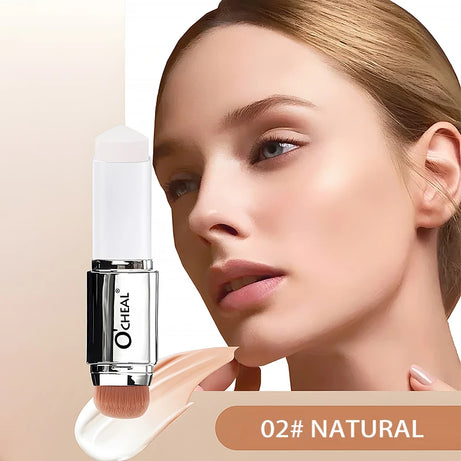 Fond de teint stick thermosensible O'CHEAL, couvrance du visage, imperfections et pores, double embout, fini mat.