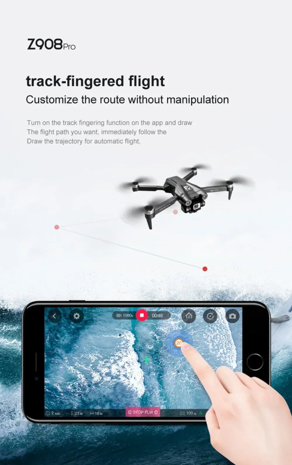 Drone Original Z908 Pro /MAX 8K ESC Professionnel 4K avec localisation par flux optique et évitement d'obstacles sur 3 côtés - Quadricoptère jouet
