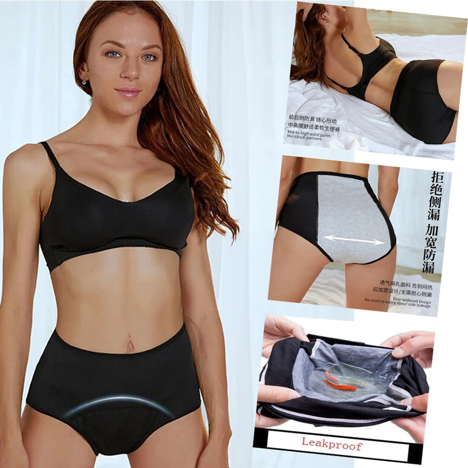 Lot de 5 culottes menstruelles anti-fuites pour femmes, sous-vêtements menstruels sexy, culottes physiologiques imperméables et coupe menstruelle.