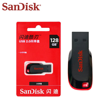 Clé USB SanDisk Cruzer Blade originale 16 Go, 32 Go, 64 Go, 128 Go, disque de stockage USB portable pour ordinateur