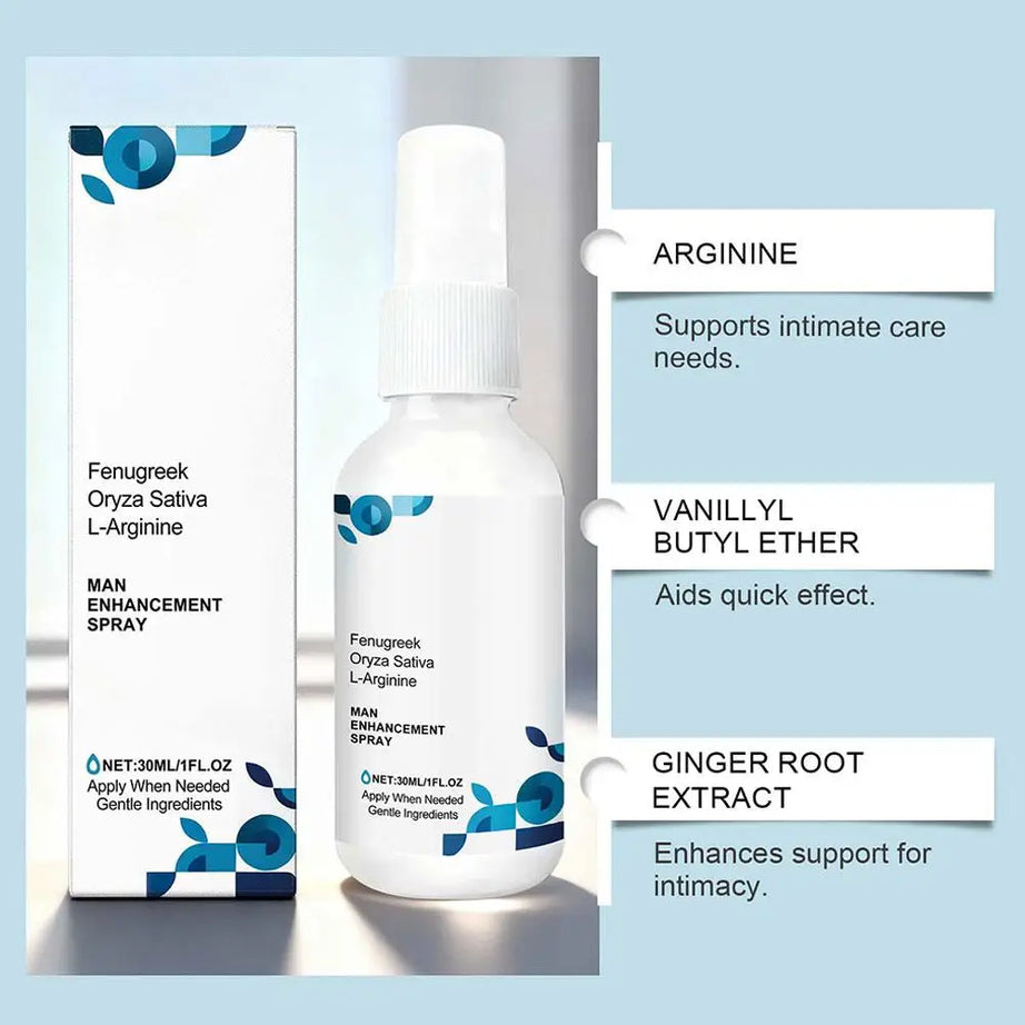 Spray stimulant pour hommes de 30 ml. Soin intime masculin. Agit rapidement et procure un soutien durable.