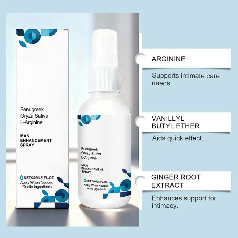Spray stimulant pour hommes de 30 ml. Soin intime masculin. Agit rapidement et procure un soutien durable.