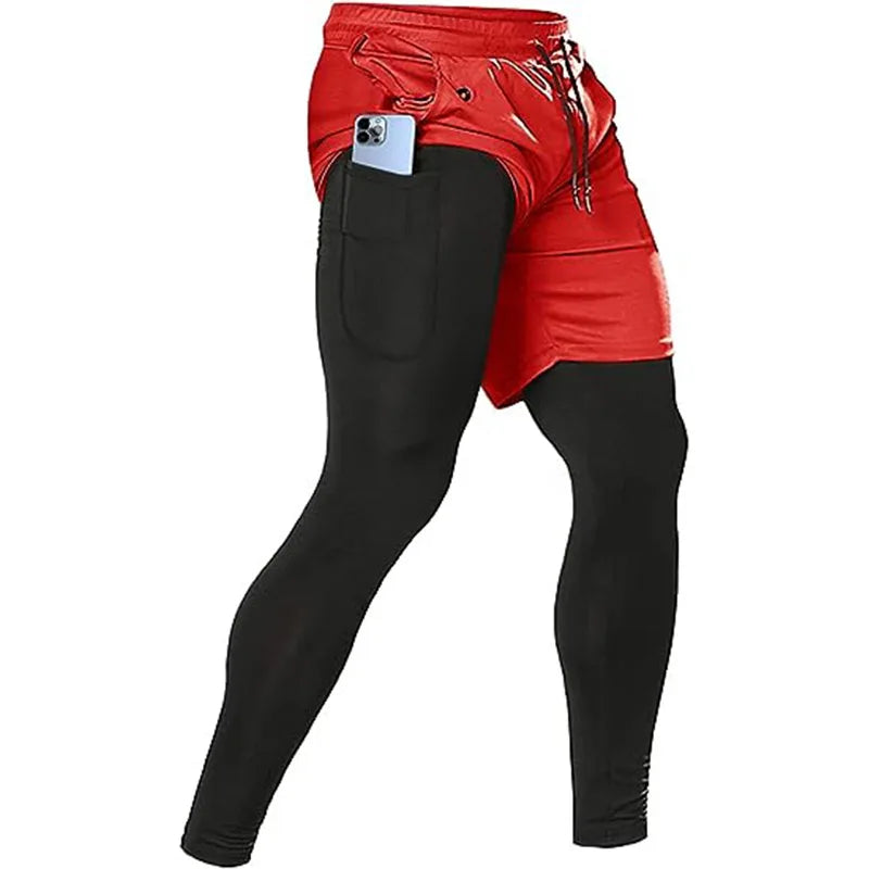 Pantalon de sport 2 en 1 pour homme, survêtement d'entraînement athlétique, pantalon de jogging, pantalon de fitness et de course à pied pour homme