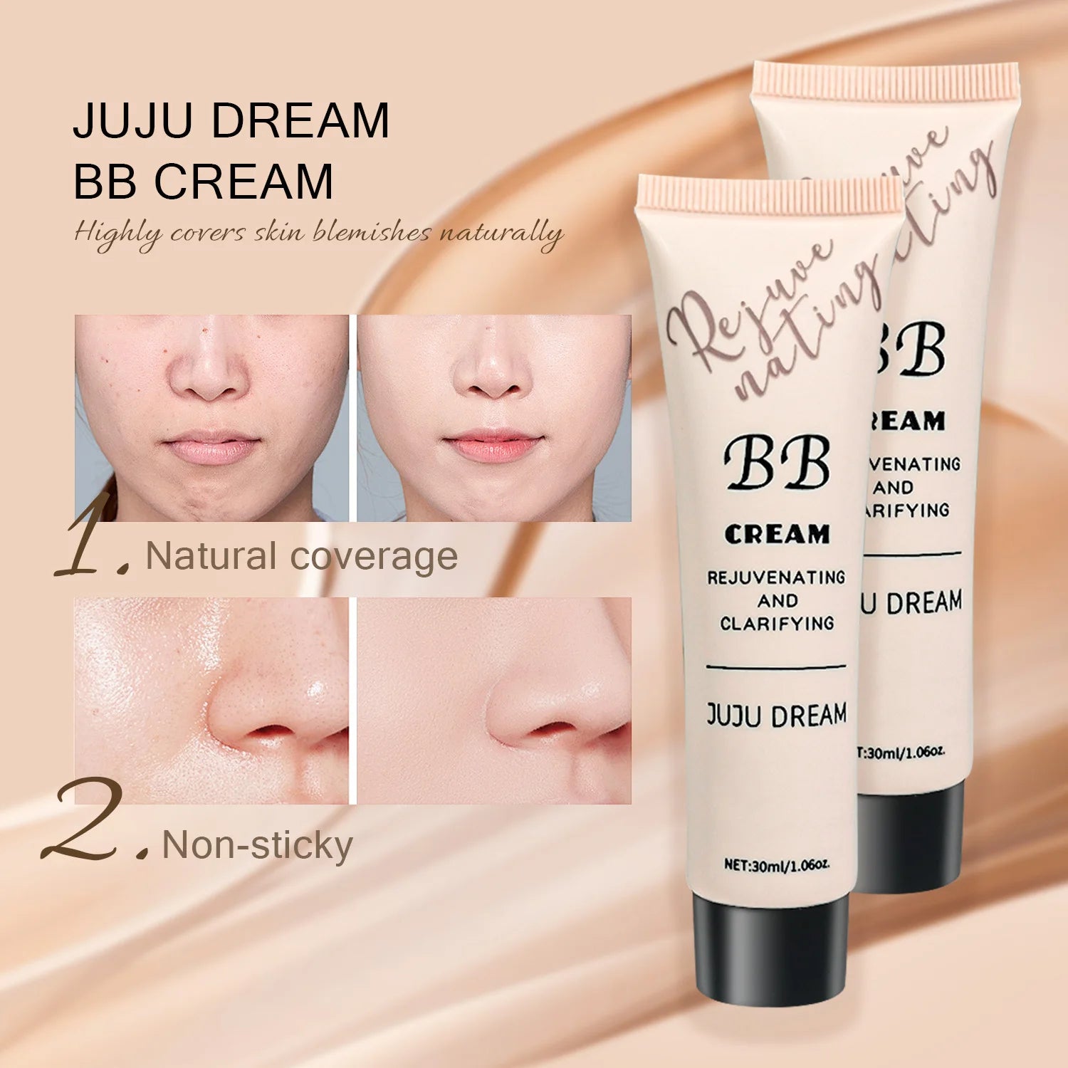 Crème BB, crème isolante, fond de teint liquide, hydratant, régulateur de sébum, maquillage longue tenue, lait, peau sèche, sans poudre