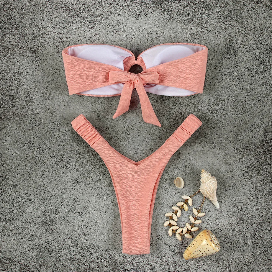 Micro bikini push-up, maillots de bain femme 2024, maillots de bain sexy, ensemble bikini brésilien, string, bikini uni