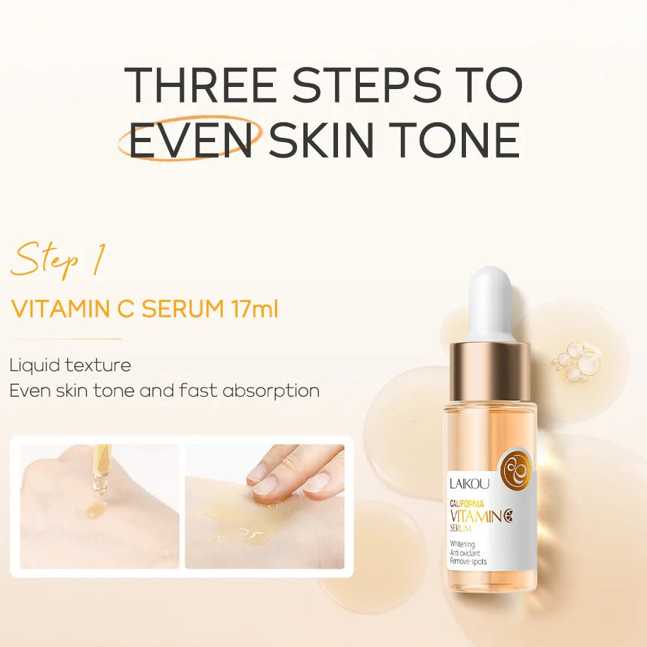 3pcs/set LAIKOU Vitamin C 24K Golden Sakura Skin Care Sets Face Cream Serum Eye Cream Moisturizing Anti Wrinkles Face Care Kit