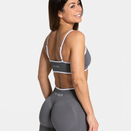 TEVEO Women's Backless Knitted Sports Bra Solid Color Summer Gym Fitness Top with Chest Cushion Sexy Suspender Yoga Bra