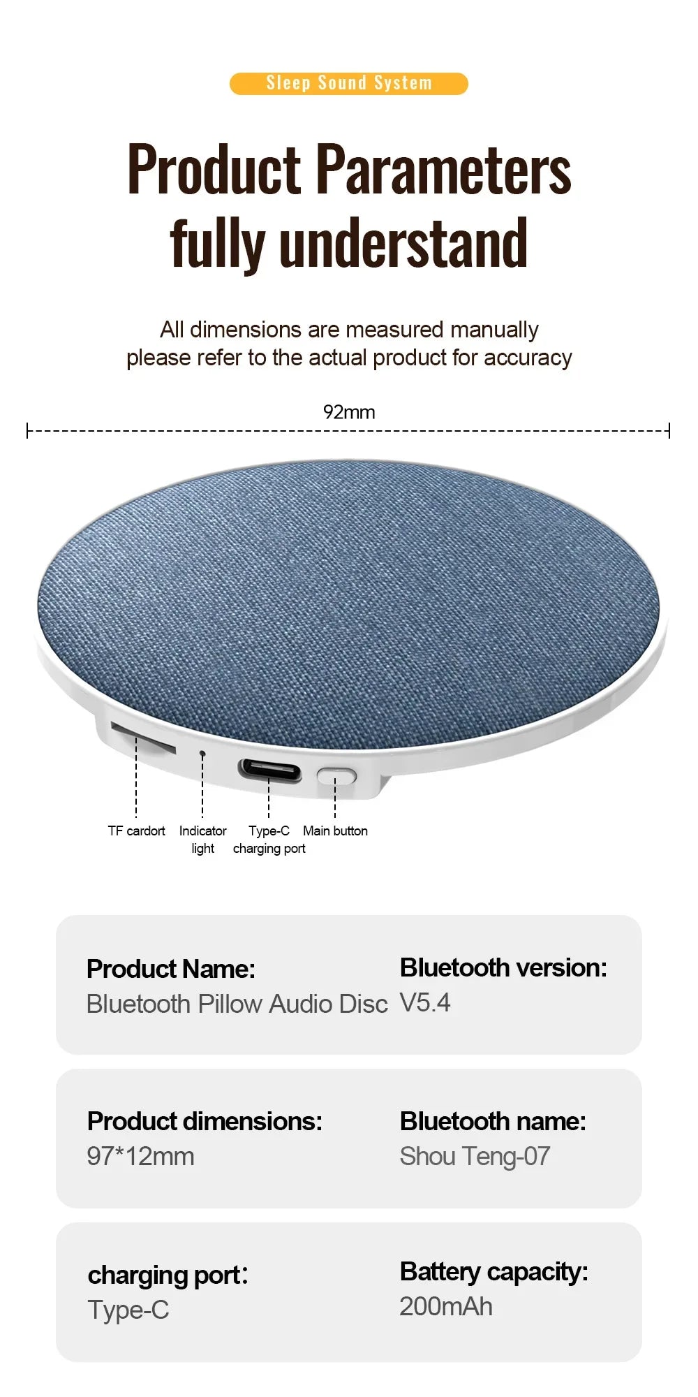 Aide au sommeil par haut-parleur d'oreiller à ultrasons, son dynamique haute qualité, enceinte Bluetooth papillon 2026