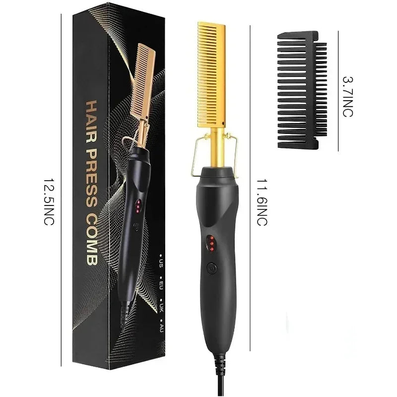 Peigne chauffant électrique, lisseur, fer à friser, brosse lissante pour cheveux secs et humides, outils de coiffure