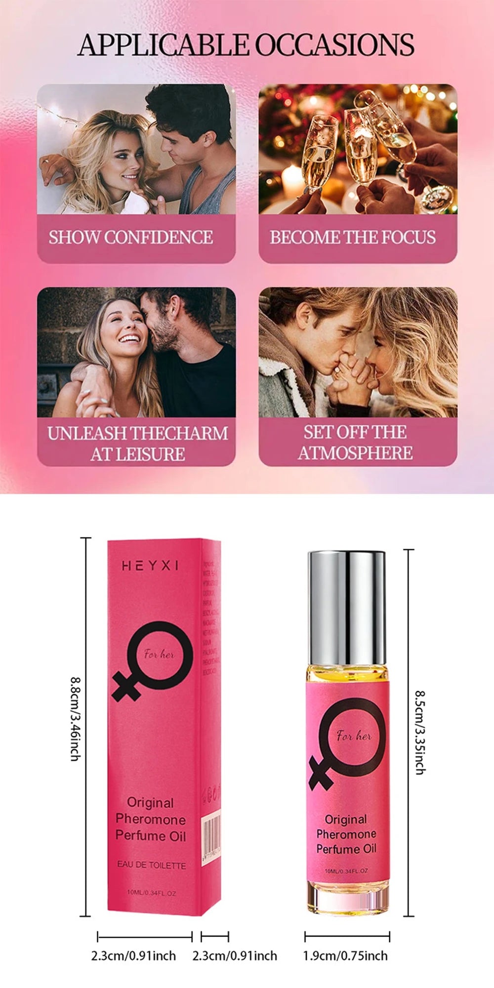 Parfum à bille Rose Red pour femme, longue tenue, floral, frais et naturel, idéal pour un rendez-vous ou comme cadeau de Noël.