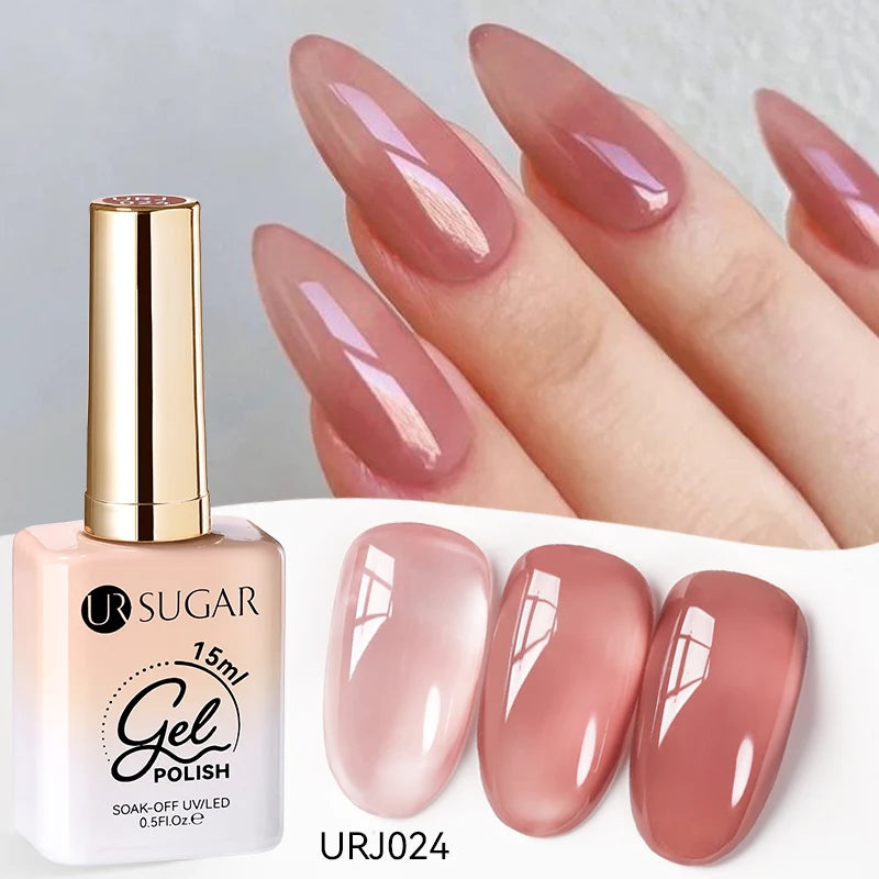 Vernis gel semi-permanent UR SUGAR 15 ml, couleur blanc laiteux translucide, effet gelée, UV, semi-permanent, pour nail art, à dissoudre. Dernière tendance.