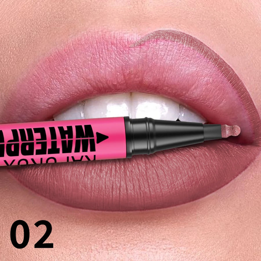 Crayon à lèvres liquide mat 12 couleurs, waterproof, effet repulpant, pour un contour des lèvres naturel et un maquillage contour des lèvres impeccable.