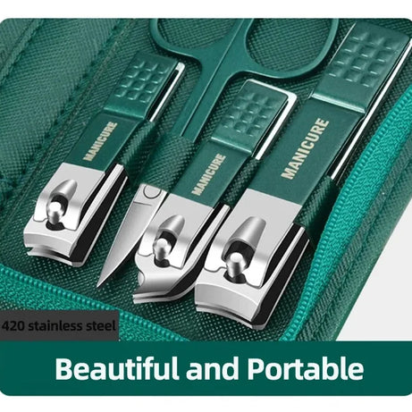 Kit de manucure et pédicure professionnel 6/9 pièces en acier inoxydable avec coupe-ongles et étui de voyage.