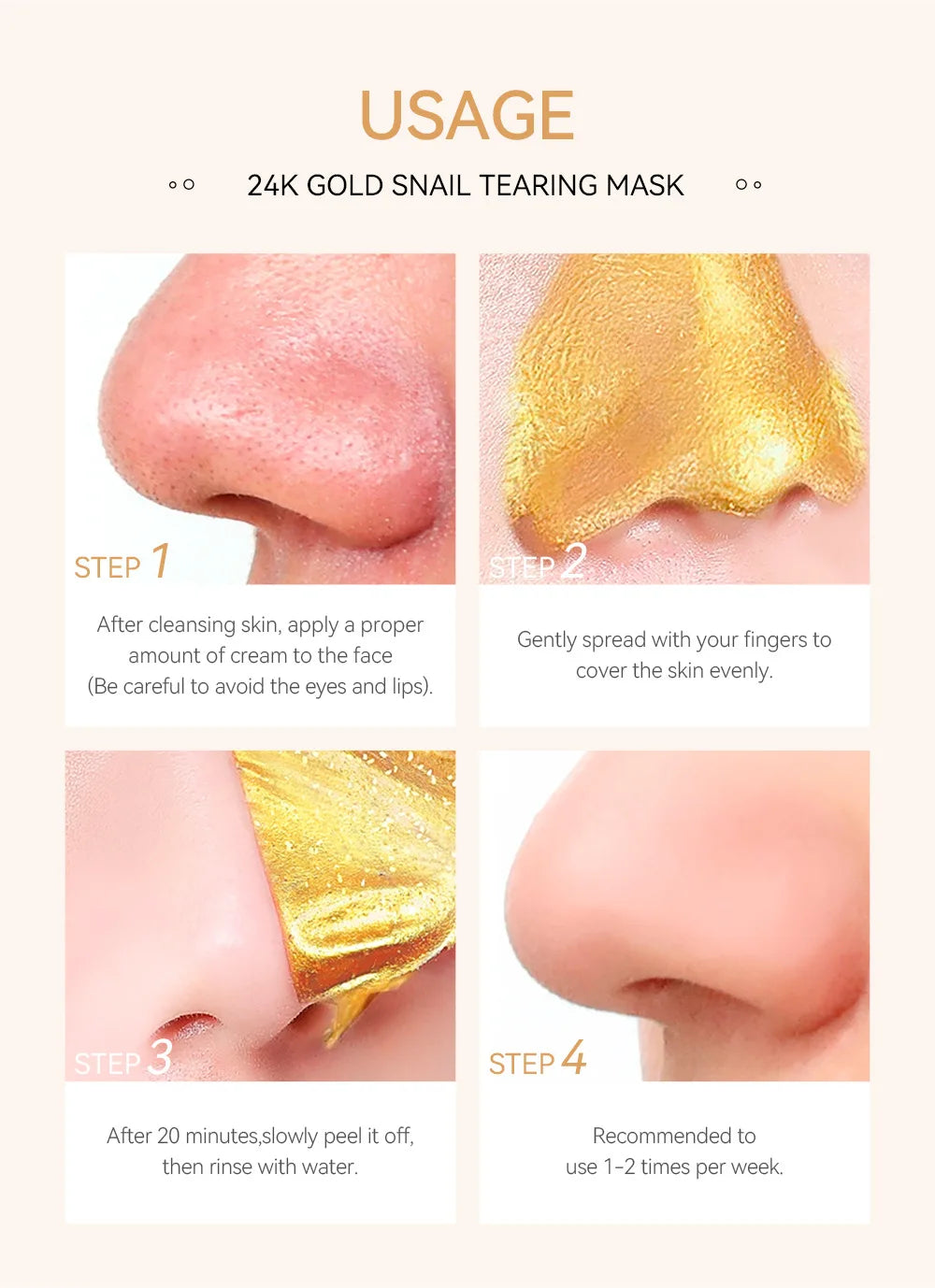 Masque visage exfoliant à l'or 24 carats LAIKOU Sakura : anti-rides, blanchissant, éliminateur de points noirs, masque à déchirer, produits de soin de la peau