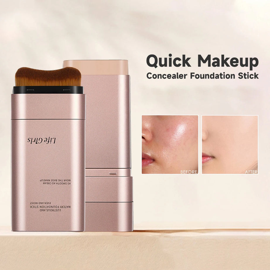 Fond de teint stick double embout Life Girls Watery avec pinceau, maquillage naturel longue tenue et impeccable pour le visage