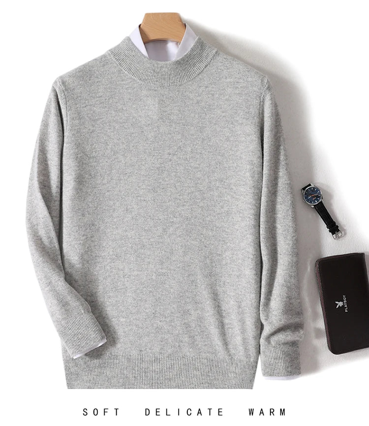 Pull 100 % laine mérinos pour femme, grande taille jusqu'à 5XL, col demi-lune, maille ample, manches longues, finitions cachemire.