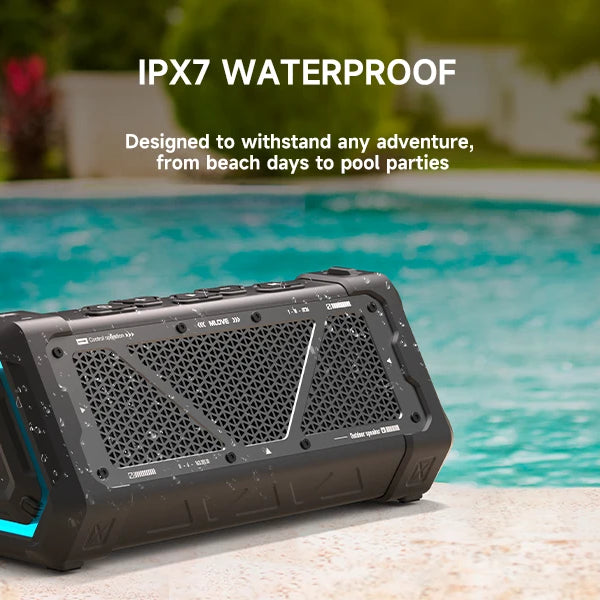 MLOVE P3 Outdoor Bluetooth Speaker, 40W Output Power Bluetooth 5.3 Speaker ,Stereo Sound IPX7 Waterproof,Micro SD Card,RGB Light