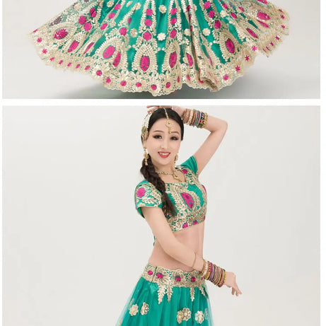 Indian Dance Costume Boutique Embroidery Lenhana Kali Punjab Bollywood Performance Dress Katak Women